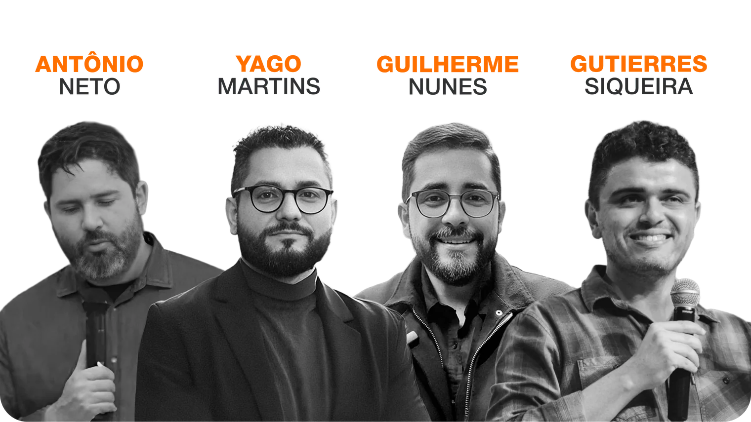 Os 4 professores do curso: Antônio Neto, Yago Martins, Guilherme Nunes e Gutierres Siqueira